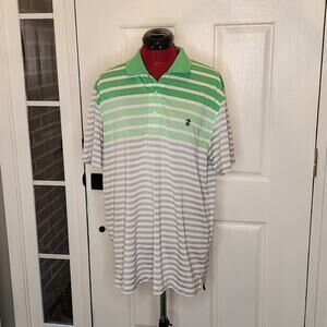 Izod Golf Mens Multicolor Striped Polo Short Sleeve Shirt Size L Excellent